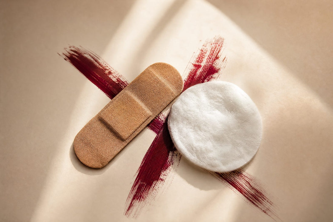 Pansement et coton sur du papier creme, idee de solution maison a eviter
